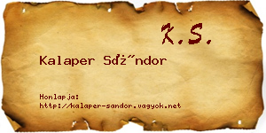 Kalaper Sándor névjegykártya